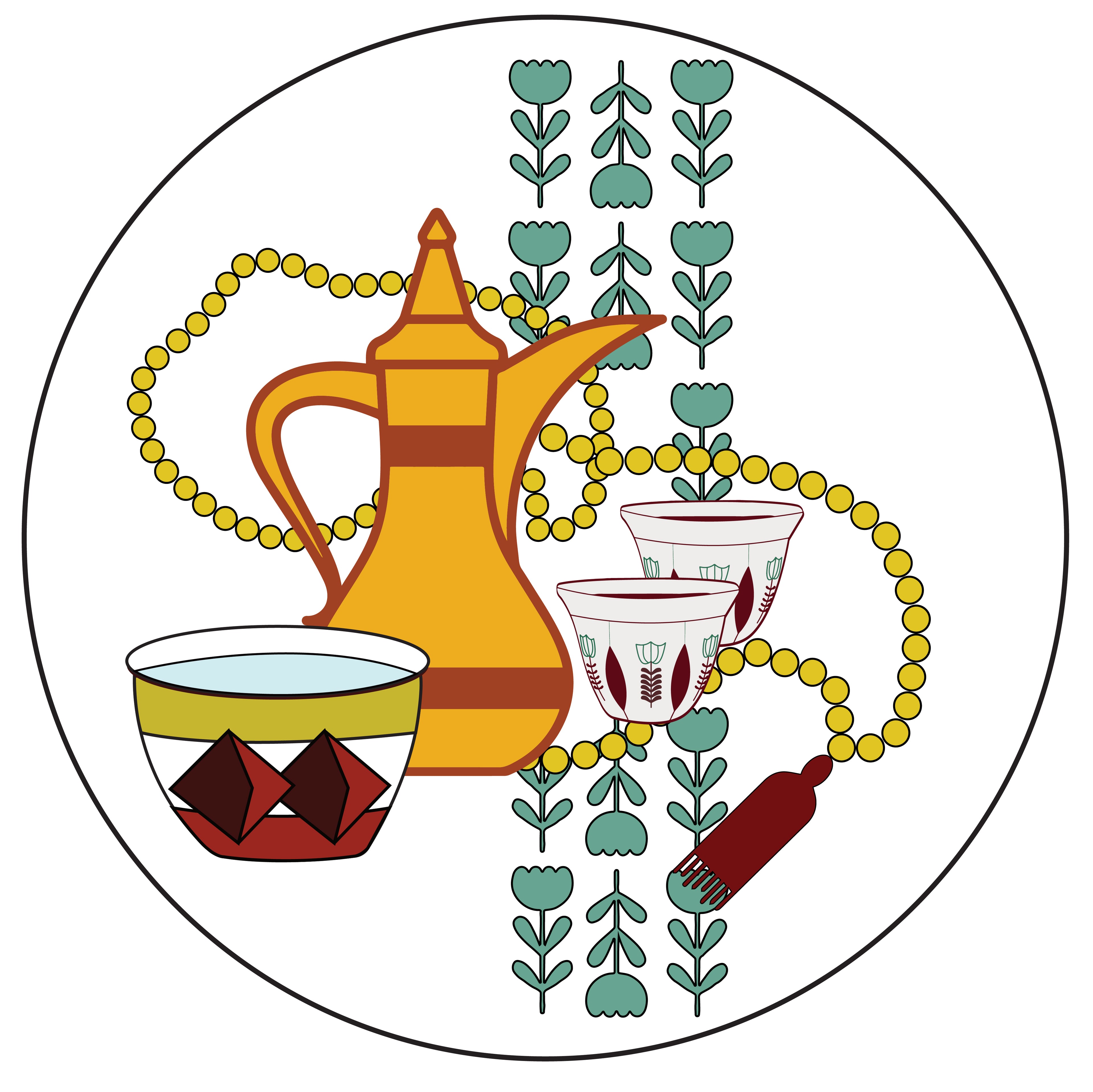 Custom-Made Acrylic Coaster with Traditional Kuwaiti Design. 3.5"